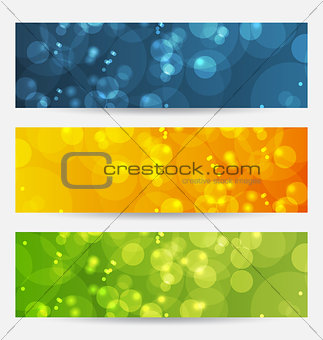 Set of abstract backgrounds with bokeh effect