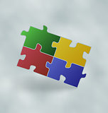 Vintage set colorful puzzle pieces