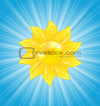 Abstract background with sun and light rays