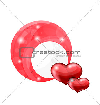Valentine's day bubble with red hearts