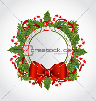 Christmas holiday decoration with greeting card