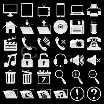 Set of web and media icons