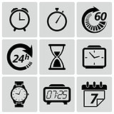 Clock and time icons. Vector illustration