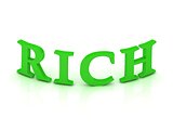 RICH sign with green letters 