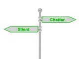 Signs with green "Silent" and "Chatter"