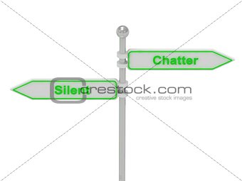 Signs with green "Silent" and "Chatter"