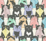 Seamless pattern with cute cats for children