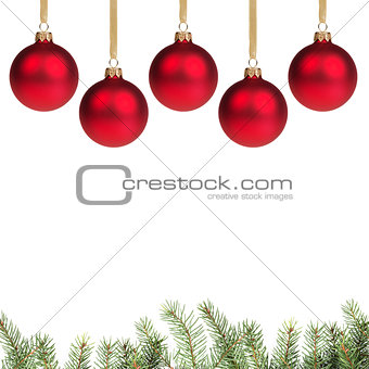 red christmas balls with twig