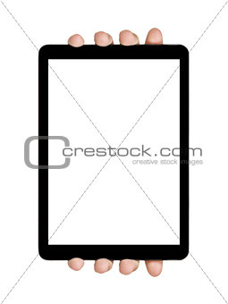 female teen hands showing generic tablet
