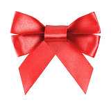 red festive bow made from ribbon
