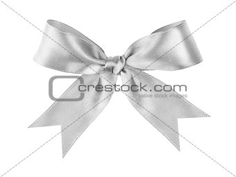 silver tied festive bow made from ribbon