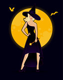 Beautiful witch in black dress