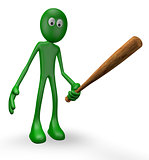 green guy with baseball bat