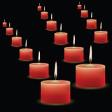 red candles on black background