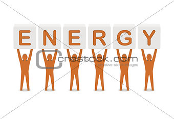 Men holding the word energy.