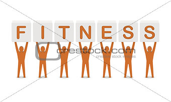 Men holding the word fitness.