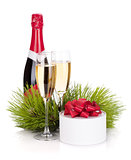 Champagne and christmas gift