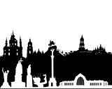 black and white silhouette of Kyiv