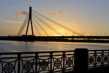 modern bridge at sunset 