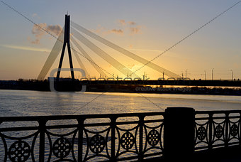 modern bridge at sunset 