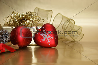 Christmas heart bauble background