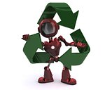 Android with recycling symbol