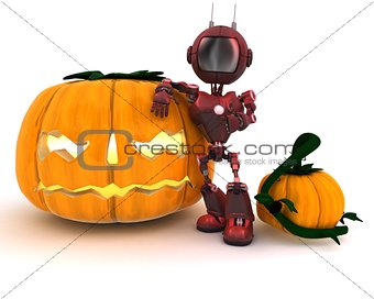 Android with holiday jack-o-lantern
