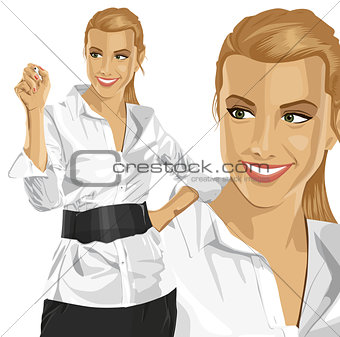 Vector Business Woman Writing Something
