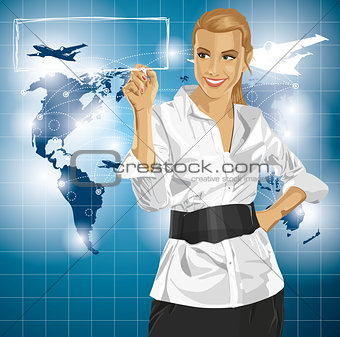 Vector Business Woman Writing Something