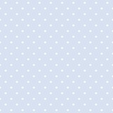 Seamless vector pattern with white polka dots on a sweet pastel blue background.