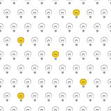 Seamless vector pattern, texture or background with light bulbs turn on and off random.