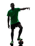 african man soccer player  free kick silhouette