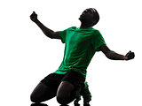african man soccer player  celebrating victory silhouette