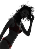 beautiful asian woman in red underwear  silhouette