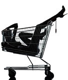 woman naked in a caddy shopping cart