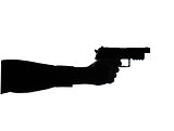close up detail one man hand aiming gun  silhouette