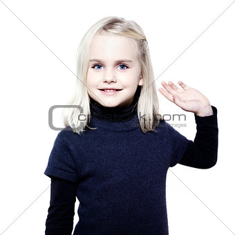 cute little girl saluting