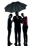 family father mother daughter under umbrella  danger afraid  si