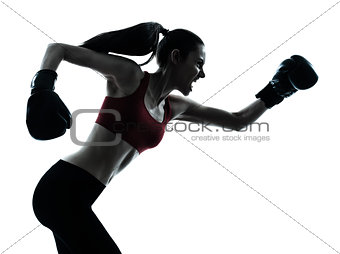 beautiful woman exercising boxe