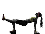 woman exercising fitness workout plank position silhouette