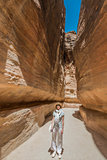 the siq path in nabatean city of  petra jordan