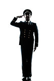 man in airline pilot uniform silhouette saluting