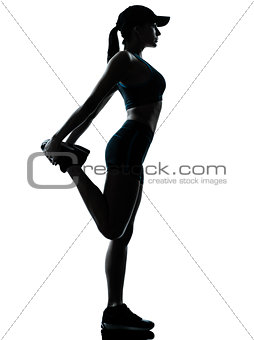 woman runner jogger stretching warm up