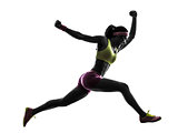 woman runner running jumping  shouting silhouette