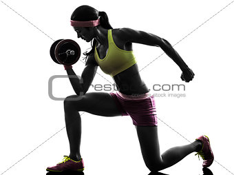 woman body builder weight training  silhouette
