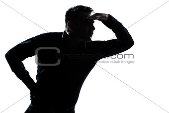 silhouette man portrait looking away forward gesture