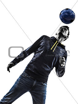 young man soccer freestyler player silhouette