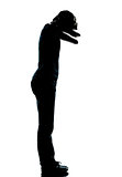 one young teenager boy or girl crying silhouette