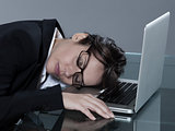 woman at her desk sleeping