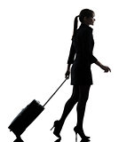 business woman traveling walking  silhouette